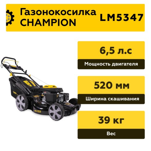 Изображение Газонокосилка бензиновая Champion LM5347, 6 л.с.
