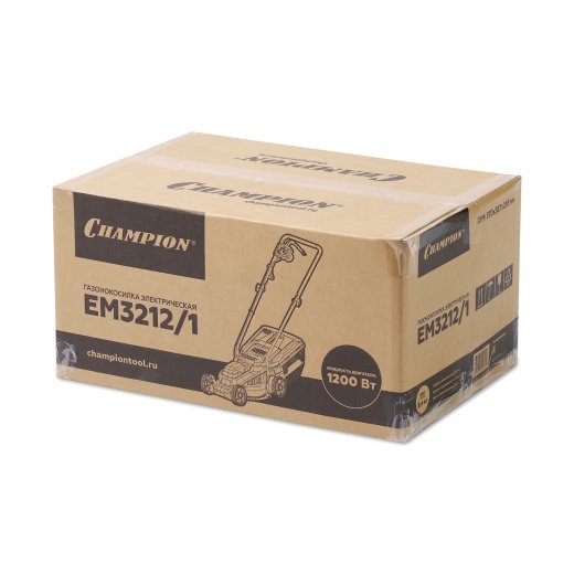 Изображение Газонокосилка эл. CHAMPION EM3212/1 (1,2 кВт пласт.травосб. 30л ширина 320мм 30-70мм, 7,1кг)