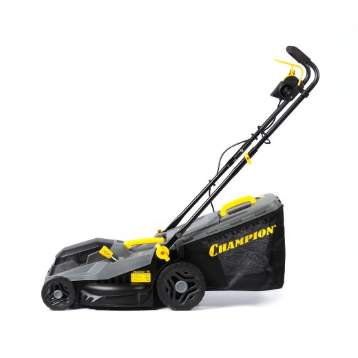 Изображение Газонокосилка эл. CHAMPION EM3816 (1,6 кВт пласт.+ткань травосб. 42л ширина 380мм 30-75мм, 11,3кг)