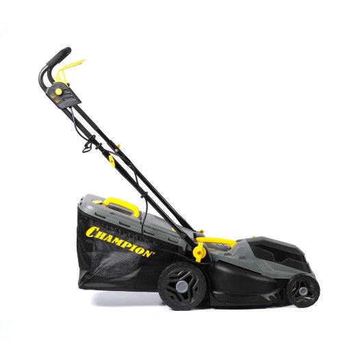 Изображение Газонокосилка эл. CHAMPION EM3816 (1,6 кВт пласт.+ткань травосб. 42л ширина 380мм 30-75мм, 11,3кг)