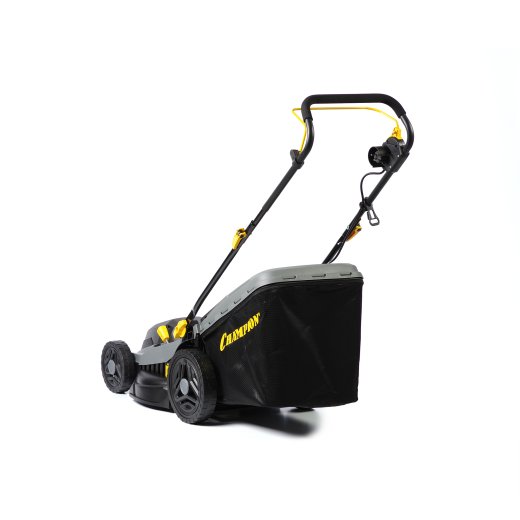 Изображение Газонокосилка эл. CHAMPION EM4318 (1,8 кВт пласт.+ткань травосб. 52л ширина 430мм 30-75мм, 12,9кг)