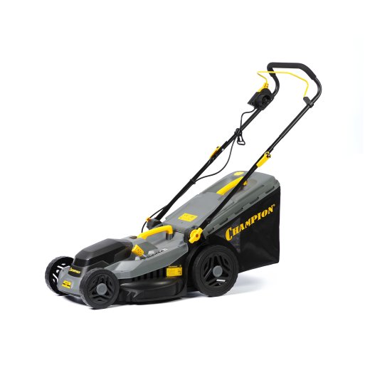 Изображение Газонокосилка эл. CHAMPION EM4318 (1,8 кВт пласт.+ткань травосб. 52л ширина 430мм 30-75мм, 12,9кг)