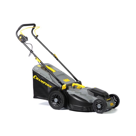Изображение Газонокосилка эл. CHAMPION EM4318 (1,8 кВт пласт.+ткань травосб. 52л ширина 430мм 30-75мм, 12,9кг)