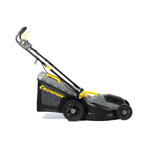 Изображение Газонокосилка эл. CHAMPION EM4318 (1,8 кВт пласт.+ткань травосб. 52л ширина 430мм 30-75мм, 12,9кг)