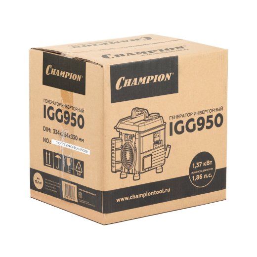Изображение Генератор инверторный Champion IGG950, 0,8 кВт