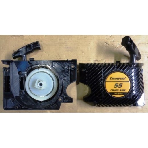 Стартер в сборе бензопилы 55 нового образца (черный) см. к-т 030501014+040322026. Замена для арт. 1755201K.